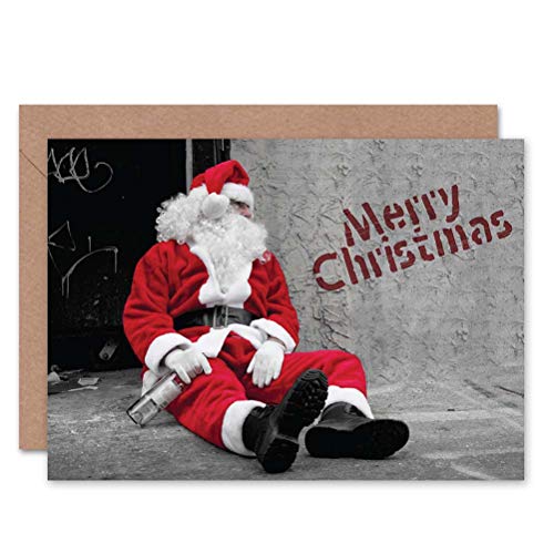 Wee Blue Coo Wee Blue Coo Kartka MERRY Świąteczne Święta Mikołaja w dniu niego, zabawny prezent