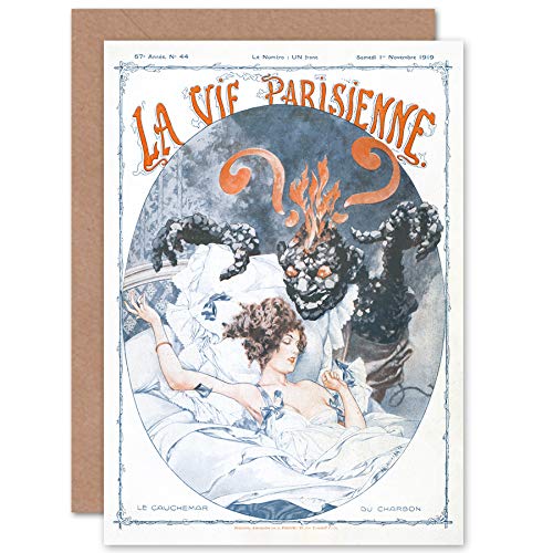 Artery8 Artery8 La Vie Parisienne węgiel potwór koszmary okładka magazynu zamknięta kartka z życzeniami plus koperta pusta w środku