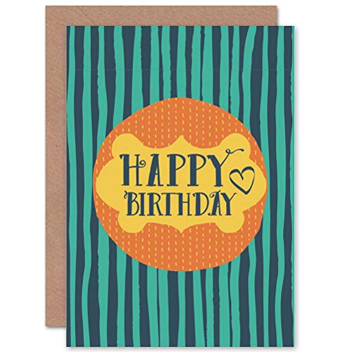 Wee Blue Coo Kartka urodzinowa 'Happy Stripy Love Heart' prezent na prezent