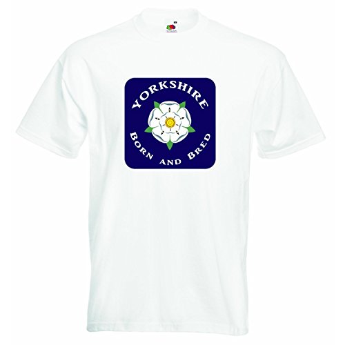 2Personal Yorkshire born and bred - chłopięcy dziewczęcy T-shirt spersonalizowane koszulki unisex chłopcy dziewczęta koszulka odzież z nadrukiem śmieszne cytaty - biały - 4-5 lat