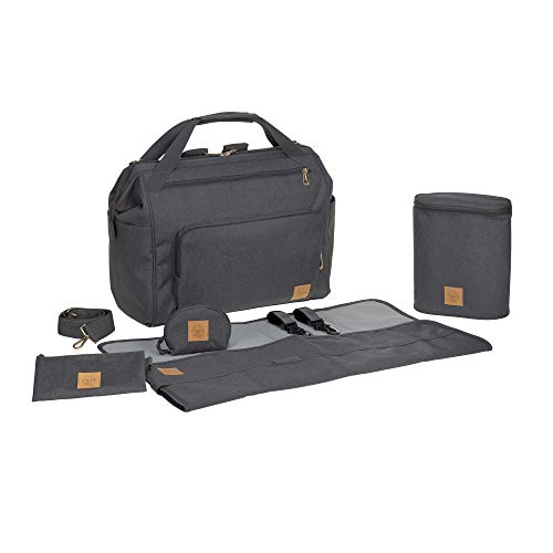 LÄSSIG Podwójna torba do przewijania niemowląt z funkcją plecaka wraz z akcesoriami do przewijania/Goldie Twin Bag, antracyt, 1 sztuka (1 opakowanie)