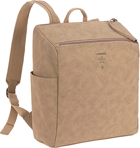 LÄSSIG Plecak do przewijania dla niemowląt, torba do przewijania ze skóry wegańskiej/Tender Backpack Camel, 1 sztuka (1 opakowanie)
