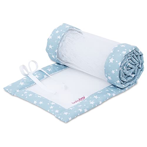 babybay babynest Mesh-Piqué nadaje się do modelu Maxi, Boxspring Comfort and Comfort Plus, lazurowe gwiazdy białe