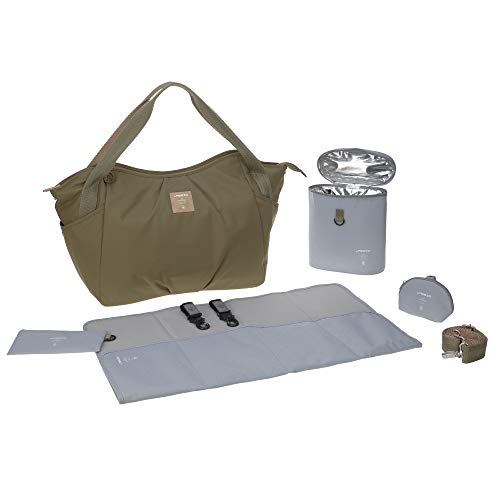 LÄSSIG Torba do przewijania dla bliźniaków Torba do przewijania Torba dziecięca Torba na kosmetyki Plecak do przewijania z akcesoriami do przewijania/Green Label Twin Bag Triangle olive