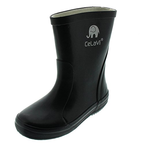 Celavi dziecięce kalosze dziecięce, unisex, wodoszczelne, 100% kauczuk naturalny, buty przeciwdeszczowe, rozmiar: 24, kolor: czarny, 1147