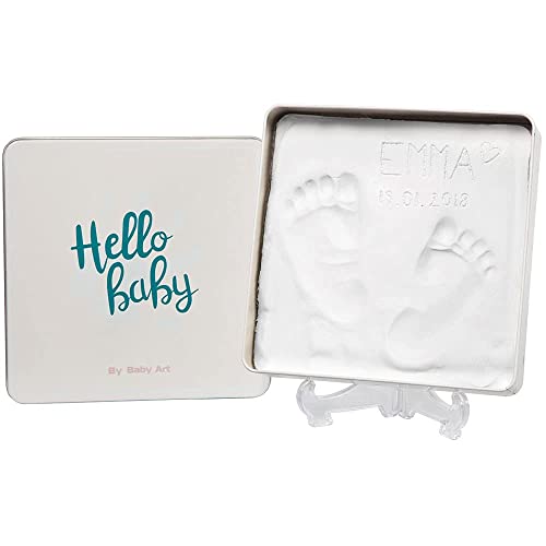 Baby Art - Magic Box Square Essentials Elegant Gift Box with Plaster Cast for Baby Feet or Hands, Multi-Colour
