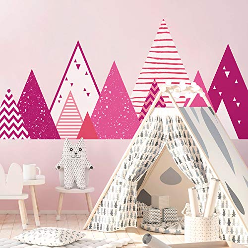 Tatuaż ścienny, samoprzylepny, dla dzieci, ogromna dekoracja, skandynawskie góry do pokoju dziecięcego, Mika, 45 x 180 cm