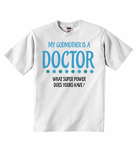 2Personal 'My Godmother Is A Doctor What Super Power Does Yours Have$31' - Chłopcy Dziewczęta T-shirt personalizowane koszulki uniseks odzież - biały - 3-4 lata
