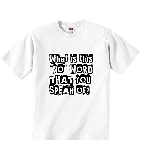 2Personal 'What Is This No Word That You Speak Of - chłopięcy dziewczęcy T-shirt spersonalizowane koszulki unisex chłopcy dziewczęta koszulka odzież z nadrukiem zabawne cytaty - biały - 5-6 lat