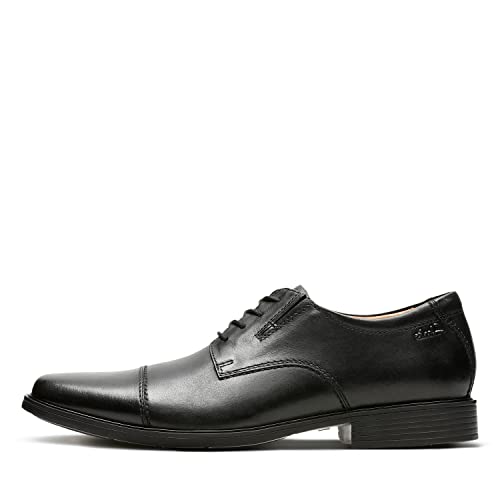 Clarks Męska czapka Tilden Oxford płaska, Czarna skóra - 45 EU