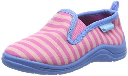 Playshoes Unisex dziecięce niskie kapcie w paski, różowy - Różowy różowy turkusowy 792 - 22/23 EU