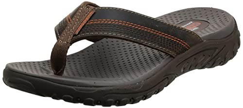 Skechers Męskie klapki Reggae Cobano, Skóra brązowa, 41 EU
