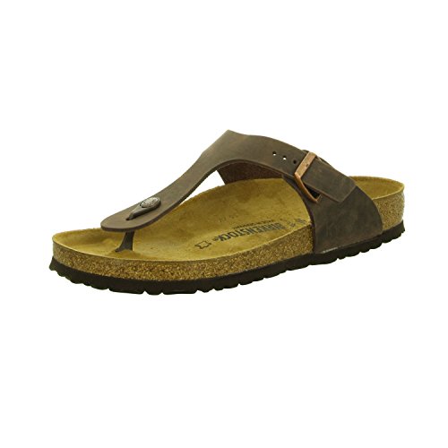 BIRKENSTOCK Damskie japonki ze skóry 743831 Gizeh, brązowy - Braun Habana - 36 EU