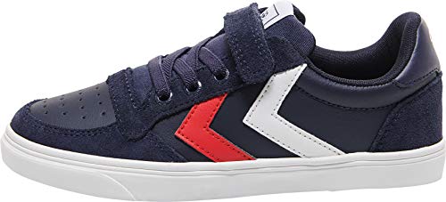 hummel Buty dziecięce Slimmer Stadil Leather Low Jr Sneaker uniseks, niebieski - Peacoat - 29 EU