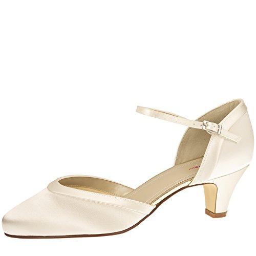 Rainbow Club Buty dla panny młodej Letty - damskie, czółenka, kość słoniowa, satyna, ko?? s?oniowa kremowy, 42 EU