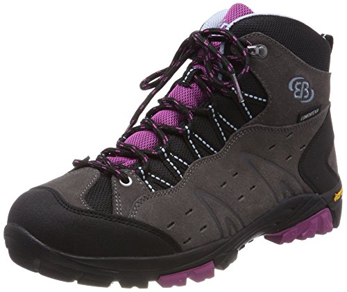 Brütting Mount Bona High Kids Uniseks - dzieci Buty trekkingowe i turystyczne, szary/liliowy/niebieski, 37 EU