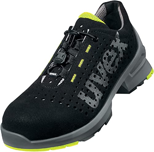 Uvex 1 buty robocze S1 – buty ochronne dla kobiet/mężczyzn – limonkowe/czarne, Czarny Limetka, 48 EU