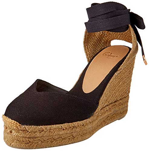 Castañer Espadryle z klinem z płótna 11 cm Chiara dla kobiet, czarny, 37 eu