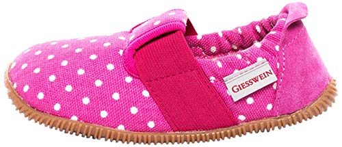 GIESSWEIN Silz – dziewczęce kapcie bawełniane, pantofle w kropki, gumowa podeszwa, gumowy ściągacz, antypoślizgowe, różowy - malinowy - 35 EU