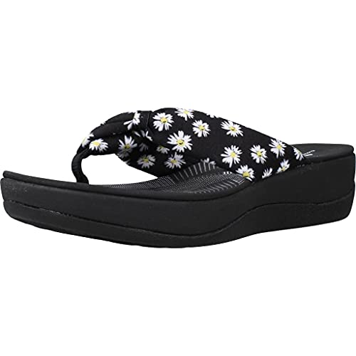 Clarks Damskie japonki Arla Glison, czarny - Black Textile With Daisies - 38 EU