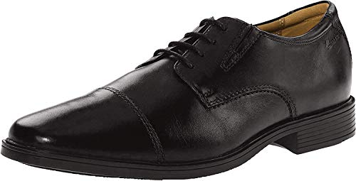 Clarks Męska czapka Tilden Oxford płaska, Czarna skóra - 39 EU