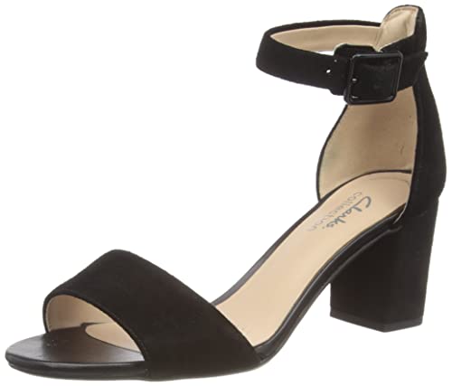 Clarks Damskie czółenka na rzemyki Deva Mae, czarny - Czarny czarny Suede - 41.5 EU