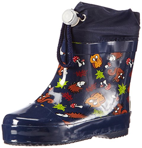 Playshoes Unisex dziecięce krótkie zwierzęta leśne z naturalnego kauczuku, kalosze z podszewką, niebieski - niebieski - 19 EU