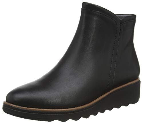 Clarks Damskie botki Sharon Heights, klasyczne, czarna skóra, 36 EU