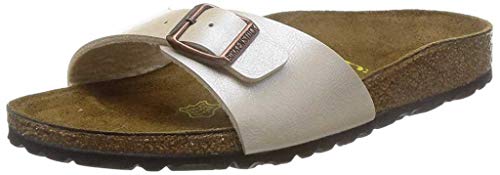 Birkenstock Madrid Klapki Damskie z Runem Birko, Perłowy Biały, 40 EU