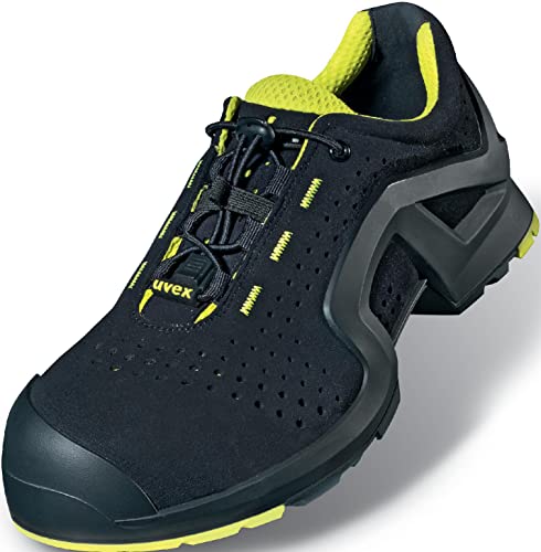 Uvex 1 x-tended Support półbuty ochronne S1 P SRC, buty robocze dla kobiet i mężczyzn, czarne/limonkowe, Czarny Limetka, 45 EU