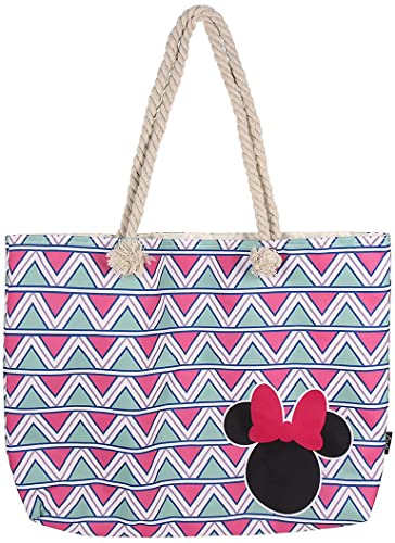 Cerdá Unisex 2100002927 Minnie Mouse torba plażowa, 100% bawełna, różowa, Grande