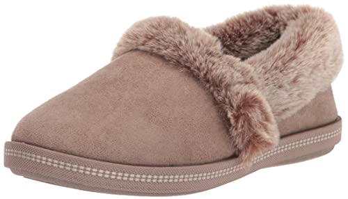 Skechers COZY CAMPFIRE - TEAM TOASTY, damskie kapcie typu Low Top, Beżowa ciemno-taupe mikrofibra zamszowe sztuczne futro linia Dktp, 36 EU