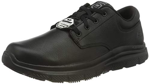 Skechers Męskie buty robocze Flex Advantage antypoślizgowe, Czarna skóra, 39.5 EU