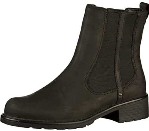 Clarks Orinoco Club damskie kozaki z krótką cholewką z zimną podszewką, klasyczne buty z półcholewką, czarny - Schwarz Black Leather - 38 EU