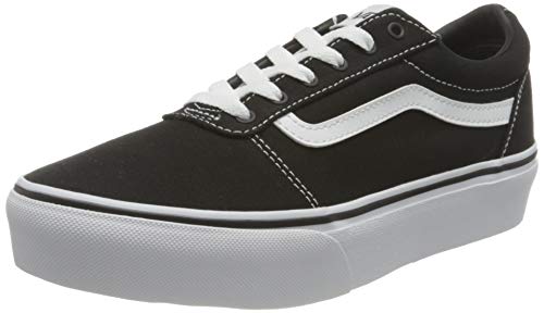 Vans Dziewczęce Ward Platform Canvas, Sneakersy, Canvas Black White, 34.5 EU