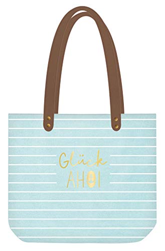 Grafik Werkstatt Shopper lniana torebka damska szczęście Ahoi, niebieska, 47,5 x 39 x 47,5 cm (szer. x wys. x gł.)