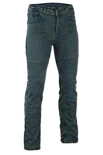 Bikers Gear Australia Nowe damskie elastyczne jeansy motocyklowe z podszewką z kevlaru ze zdejmowanym ochraniaczem CE 1621-1, vintage denim, rozmiar 12