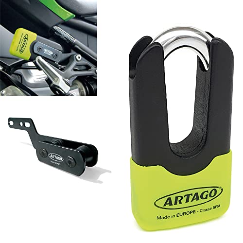 Artago 69X3 Pack Blokada Tarczy Hamulcowej Wysoki Poziom Bezpieczeństwa + Uchwyt do Kawasaki Z900, Homologowane SRA, Sold Secure Gold, ART4