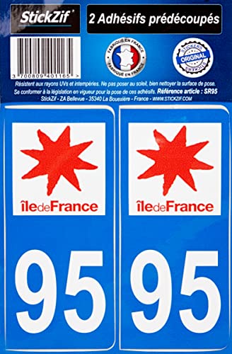 stickzif SR95 2 naklejki samoprzylepne departament 95 region Ile-de-France, zestaw 2