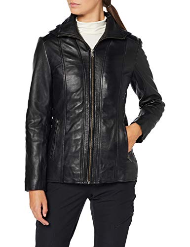 Urban Leather Damski lederjacke z kapturem SK1, M, czarny UR-113