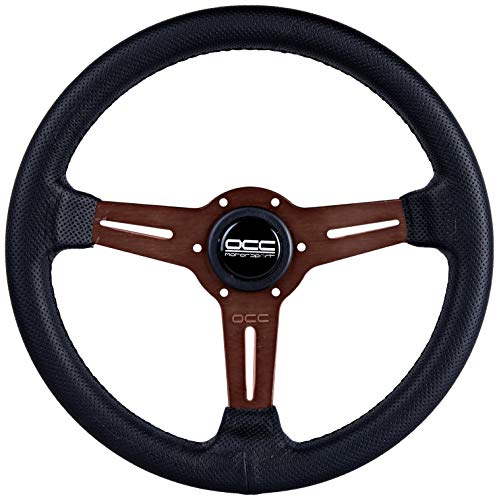 OCC MOTORSPORT Płaski rower podłogowy do samochodu, model klasyczny, skórzany, brązowy - samochodowy płaski zlewozmywak - 350 mm (14 cali)
