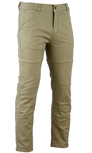 Bikers Gear Australia Nowe nowoczesne jeansy motocyklowe w stylu chinosów z podszewką z kevlaru z ochroną CE 1621-1, jasnobrązowe, rozmiar 30R