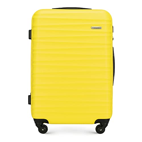 Walizki - WITTCHEN Stabilna walizka środkowa, walizka na kółkach, walizka podróżna od Wittchen żółta, ABS, twarda obudowa, 4 kółka 56-3A-31 - grafika 1