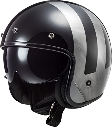 Kaski motocyklowe LS2 OF601 BOB LINES czarne dżinsy, czarny/szary, L