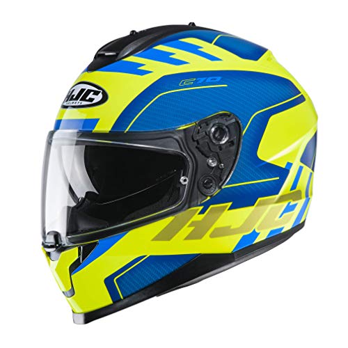 HJC męski kask motocyklowy NC, niebieski/żółty, L