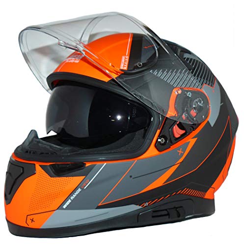 Integralny kask motocyklowy ze zintegrowaną osłoną przeciwsłoneczną i składanym wizjerem 917-OG-XL