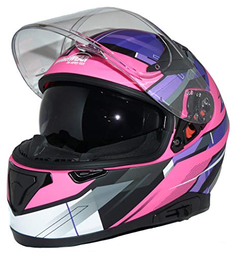 Integralny kask motocyklowy ze zintegrowaną osłoną przeciwsłoneczną i składanym wizjerem 917-PL-S