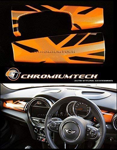 Chromiumtech DPC-MK3-L-UJOR pokrowce na płyty rozdzielcze w kratkę gniazdo złączne do modeli samochodów leworęcznych, pomarańczowe/czarne