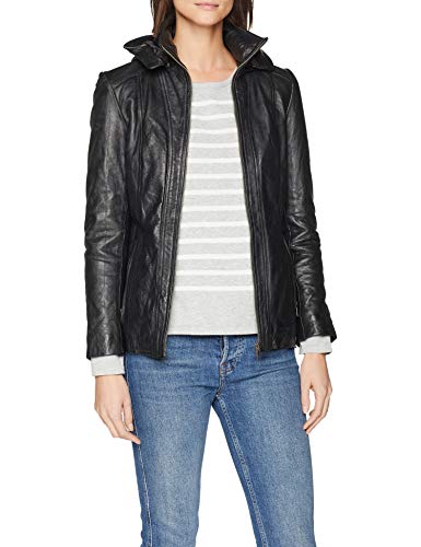 Urban Leather Damski lederjacke z kapturem SK1, 4 XL, czarny UR-118