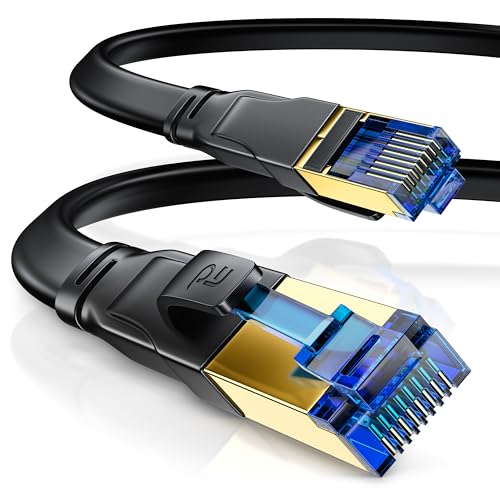 CSL CAT 8.1 kabel sieciowy płaski 40 Gbits - LAN kabel krosowy - CAT 8 Gigabit RJ45 Ethernet Cable - prędkość 4000 Mbits - kabel płaski - kabel instalacyjny - Cat 6 Cat 7 Cat 8
